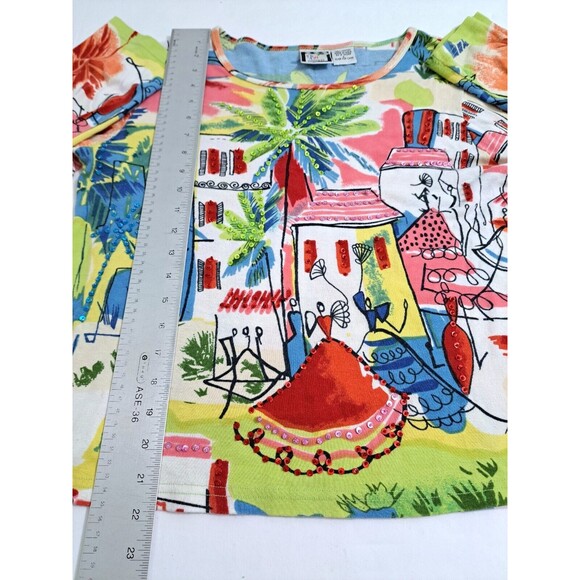 Take Two Clothing Women's Large Top Boho Tropical Southern Cityscape Print - Picture 7 of 7